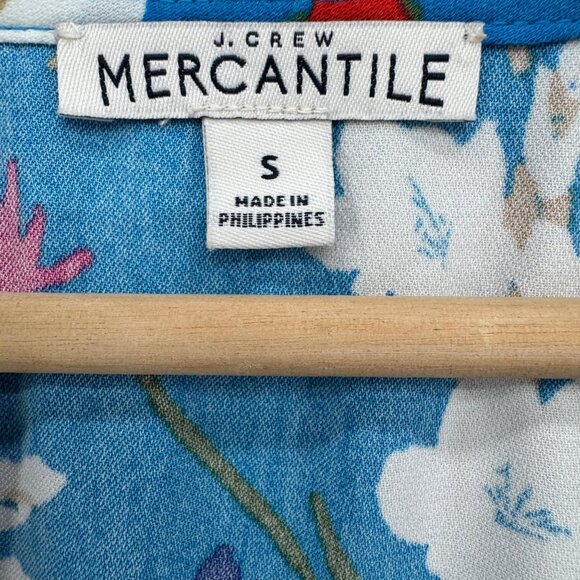 J.CREW Mercantile High Low Faux Wrap Dress Emmahansi Cabana Blue Multi Size S - Picture 7 of 15